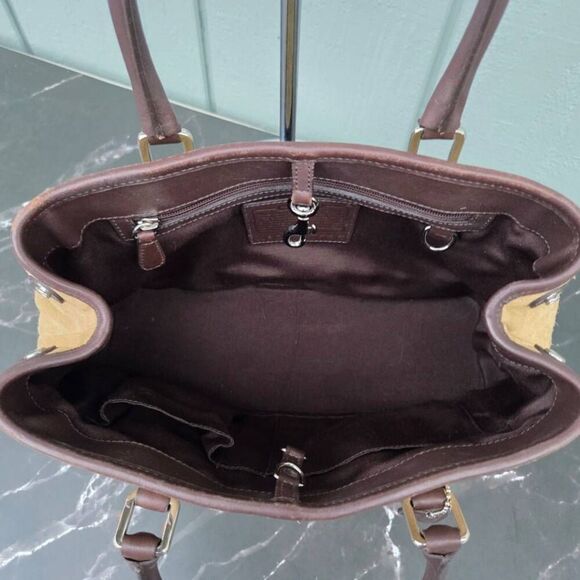 Coach Y2K Hampton Camel Suede & Leather Double Handle Satchel Handbag #7536 - Picture 10 of 11